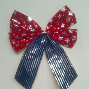 D -Patriotic Red and Blue Star Bow